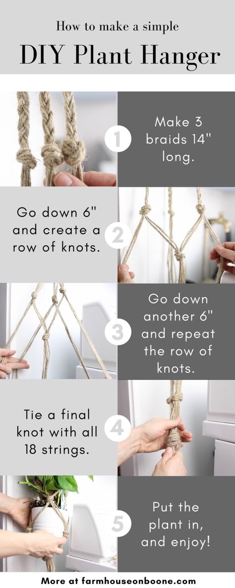 This simple DIY macrame plant hanger is perfect for spring. This simple macrame plant hanger tutorial costs less than $2 and takes 15 minutes to make. #farmhouseonboone #macrame #macrameplanthanger Diy Macrame Wall Hanging, Plant Hanger Macrame, Macrame Plant Hanger Tutorial, Simple Macrame, Diy Macrame Plant Hanger, Hanger Diy, Diy Plant Hanger, Macrame Plant Holder, Makeup Hacks