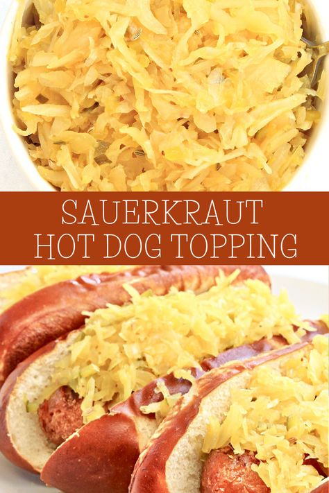 Toppings For Hot Dogs, Hot Dogs And Sauerkraut, Oktoberfest Recipes, Veggie Hot Dog, Hot Dog Sauce Recipe, Hot Dog Chili Sauce, Hot Dog Sauce, Hot Dogs Recipes, Hot Dog Toppings