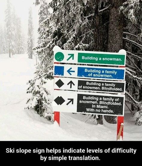 Ski slope sign // funny pictures - funny photos - funny images - funny pics - funny quotes - #lol #humor #funnypictures Snowboarding Humor, Skiing Memes, Skiing Quotes, Skiing Humor, Ski Slope, No Hands, 9gag Funny, Funny Photo, Ski Slopes