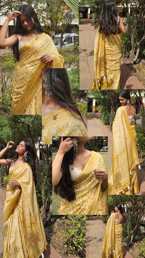 Ethenic Pose Ideas, Indian Yellow Aesthetic, Photo Idea In Saree, Poses For Pictures In Saree, Insta Saree Story Ideas, Desi Photography Poses, Aesthetic Desi Pose, Ethenic Story Instagram, Indian Story Instagram