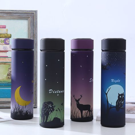 New Double Wall Cartoon Animal 450ml Stainless Steel Thermos Flasks With Filter Wall Cartoon, Stylish Water Bottles, Trendy Water Bottles, Cute Stationary School Supplies, Bottle Design Packaging, Cute School Stationary, Botol Air, Thermos Flask, Cute Water Bottles