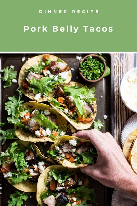 Get ready for taco Tuesday with these pork belly tacos. They are a great addition to your weekly meal plan and a great all-around dinner recipe. Pork Belly Tacos With Slaw, Pork Belly Tacos Recipe, Slow Cooker Pork Belly, Pork Belly Tacos, Sweet Potato Tacos, Thanksgiving 2024, Potato Tacos, Braised Pork Belly, Pork Belly Recipes