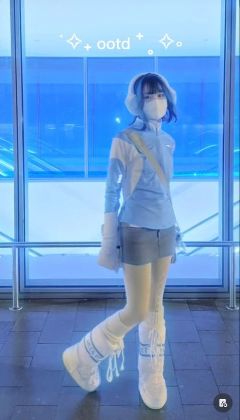 Y2k Cybercore Outfits, Cybercore Aesthetic, Soft Gamine, Futuristic Fashion, Y2k Outfits, Future Fashion, J Fashion, Blue Outfit, Harajuku Fashion