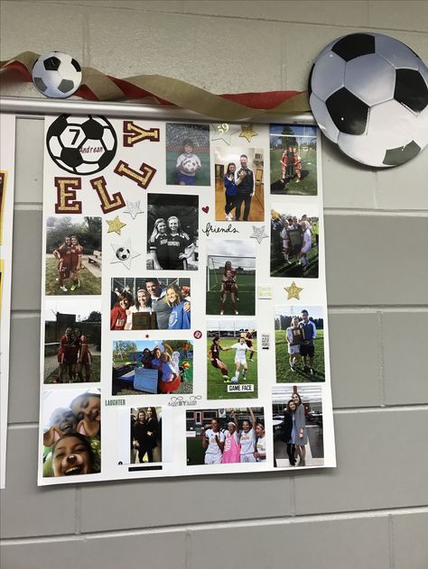 Senior Soccer Board Ideas, Senior Night Soccer Posters Ideas, Soccer Poster For Senior Night, Senior Poster Board Ideas Soccer, Senior Day Posters Soccer, Soccer Senior Night Ideas, Girls Soccer Senior Night Posters, Senior Night Poster Soccer, Senior Tables