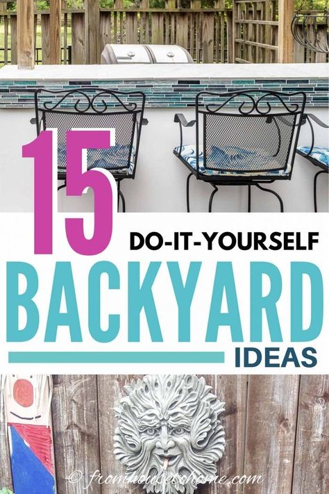 These backyard builds are great DIY projects for your garden landscaping. Click through to get all the tutorials for this awesome DIY backyard ideas. #fromhousetohome #gardening #gardenideas #backyardideas #backyard  #diyprojects Outdoor Tv Screen, Backyard Builds, Deck Tiles Patio, Outdoor Bar Area, Diy Backyard Ideas, Yard Diy, House To Home, Backyard Swings, Backyard Shade