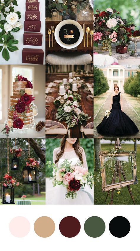 Burgundy Colour Palette, Burgundy Wedding Colors, Gold Wedding Colors, Wedding Color Combos, Maroon Wedding, Flowers And Greenery, Winter Wedding Colors, Wedding Color Inspiration, Wedding Palette