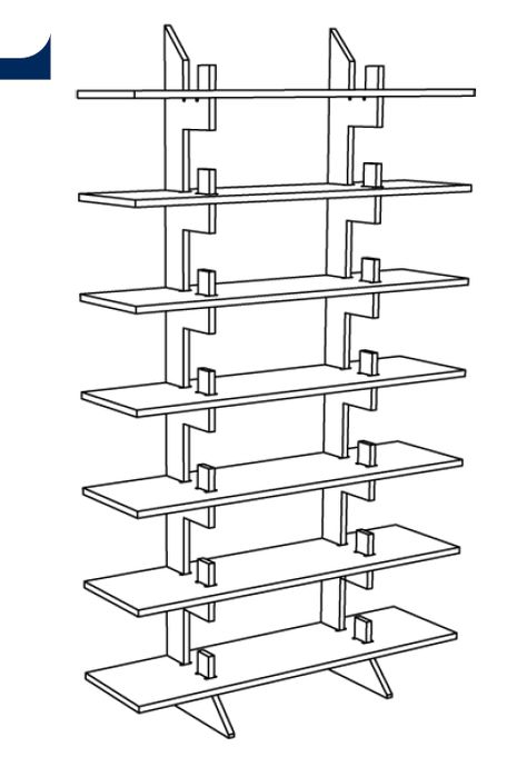 Meander Shelf 1 Workshop Shelves, Cardboard Display Stand, Cnc Furniture Plans, Plywood Storage, Sheet Metal Art, Carpentry And Joinery, Retail Design Display, Classic Furniture Design, Cnc Furniture