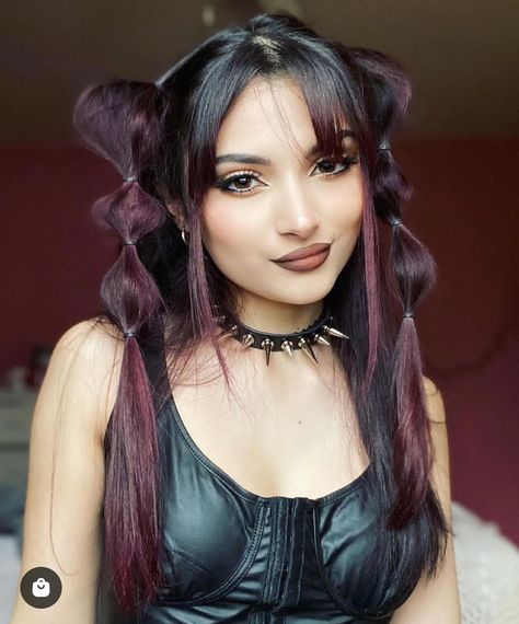 Gothic Hairstyles Long, Hair Inspiration Aesthetic, Goth Hairstyles, Modern Goth, Gothic Hairstyles, Goth Hair, Bubble Braids, Goth Style, Inspiration Aesthetic