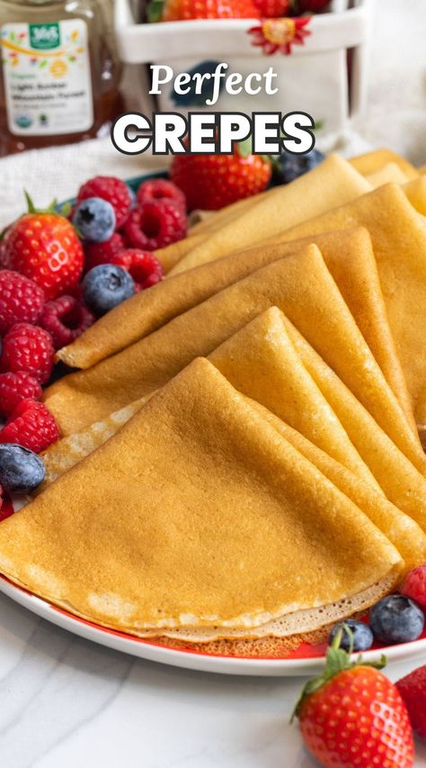 With just a few simple ingredients and a little bit of time, you can make this easy and classic French Crepes Recipe at home. No Egg Crepe Recipe, Simple Crepe Recipe, Crepes Recipe Easy, French Crepes Recipe, French Pancakes, French Crepe Recipe, Easy Crepe Recipe, Crepe Recipe, Crepes Recipe