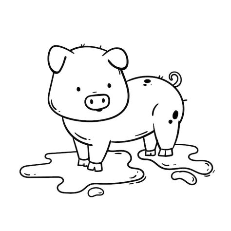 Premium Vector | Clean and simple line art for kids cute cow coloring page Pig Drawing Simple, Cute Pig Drawing, Line Art For Kids, Pig Outline, Pig Coloring Pages, Cow Coloring Pages, Pig Drawing, Outline Illustration, Colouring Printables