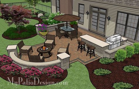 my patio designs | Patio for Backyard Entertaining | Patio Designs and Ideas Patio Homes, Patio Entertaining, Backyard Layout, Backyard Entertaining, Wall Seating, Backyard Inspiration, Web Images, Yard Design, Dream Backyard