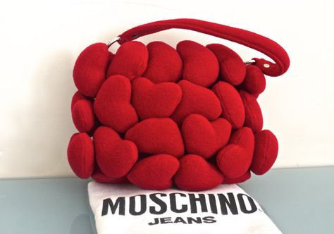 Moschino Heart Bag, Heart Bags, Heart Outfit, Ladies School Bag, Puffy Bag, Moschino Bag, Heart Shaped Bag, Vintage Moschino, Moschino Bags