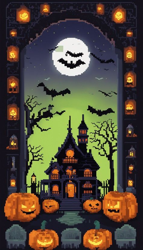 Halloween Pixel art Pixel Halloween Wallpaper, Halloween Pixel Art Wallpaper, Pixel Art Background Aesthetic, Halloween Wallpaper Horizontal, Halloween Pixelart, Spooky Pixel Art, Fall Pixel Art, Unique Phone Wallpaper, Witchy Wallpapers