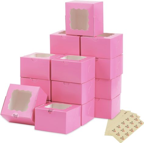 Amazon.com: Moretoes 50pcs 4x4x2.5in Pink Bakery Boxes with Window, Cookie Boxes, Mini Cake Boxes, Dessert, Pastry, Small Treat Boxes: Industrial & Scientific Small Treat Boxes, Small Cake Boxes, Pink Bakery, Dessert Box, Cookie Boxes, Bakery Boxes, Take Out Containers, Cake Boxes, Dessert Boxes