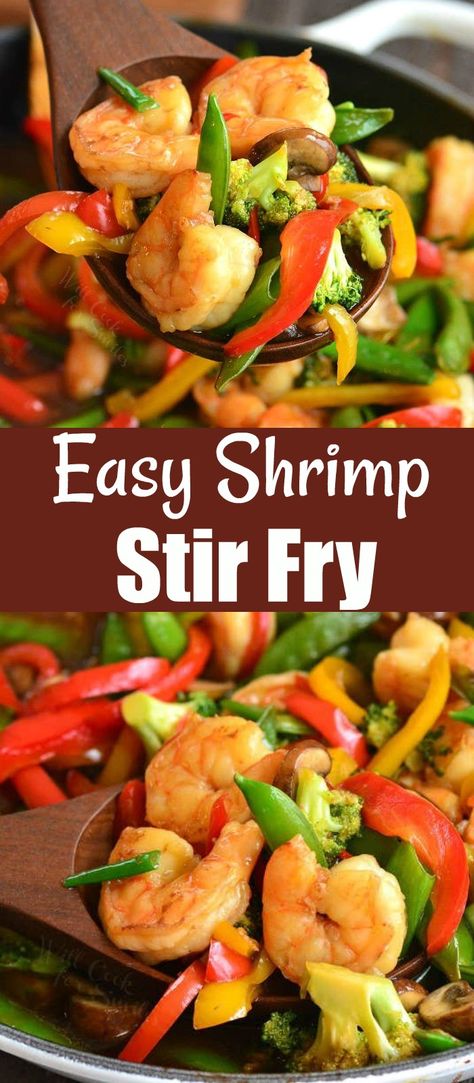 Shrimp Stirfry, Stir Fry Recipes Healthy, Stir Fry Shrimp Recipes, Homemade Stir Fry Sauce, Gut Recipes, Homemade Stir Fry, Wok Recipes, Easy Stir Fry Recipes, Asian Meals