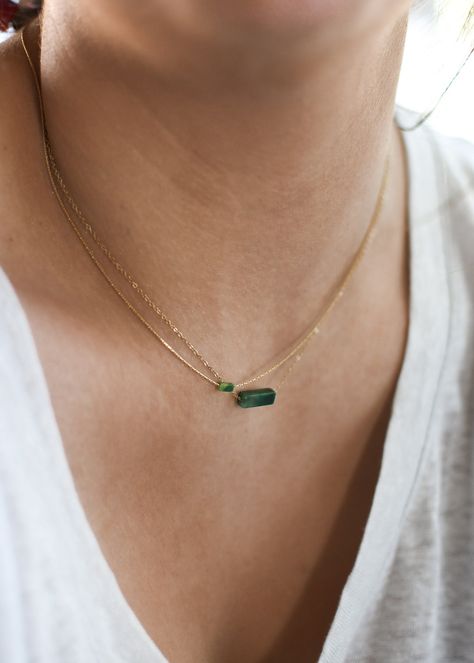 "𝗘𝗮𝘀𝘆 𝗧𝗼 𝗦𝘁𝘆𝗹𝗲, 𝗠𝗮𝗱𝗲 𝗧𝗼 𝗟𝗮𝘀𝘁 Our dainty jade gemstone necklaces are easy to layer and ready to be worn on repeat! Created to last a lifetime, these necklaces will remain evergreen even as the years and trends come and go. 𝗖𝗮𝗯𝗹𝗲 𝘀𝘁𝘆𝗹𝗲 𝗻𝗲𝗰𝗸𝗹𝗮𝗰𝗲: https://www.etsy.com/listing/734389577/sterling-silver-14k-gold-jade-necklace 𝗠𝗮𝘁𝗲𝗿𝗶𝗮𝗹𝘀 𝗪𝗲 𝗨𝘀𝗲 This necklace is made entirely with sturdy 14k yellow gold filled or sterling silver pieces and a genuine ge Colorful Pendant Necklace, Jade Jewelry Necklaces, Jade Gold Jewelry, Dainty Jade Necklace, Layered Gold Necklaces, Dainty Silver Necklace, Silver Bar Bracelet, Gemstone Bar Necklace, Gold Layered Necklace