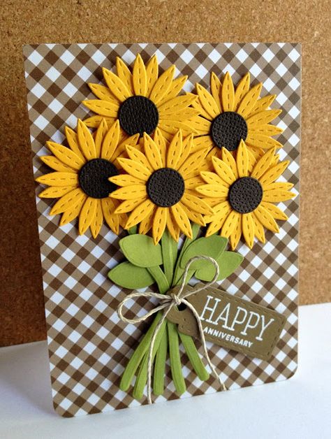 Flower Dies, غلاف الكتاب, Sunflower Cards, Daisy Cards, Hur Man Målar, Cricut Cards, Birthday Cards Diy, Handmade Greetings, Fall Cards