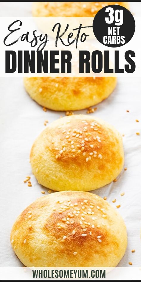 Fathead Keto Dinner Rolls Recipe (Keto Bread Rolls) -  A low carb keto dinner rolls recipe that tastes just like the real thing! A secret ingredient in these easy keto bread rolls gives them the BEST texture. #wholesomeyum #keto #lowcarb #dinnerrolls #bread Keto Dinner Rolls, Low Carb Keto Dinner, Fat Head Dough, Keto Lasagna, Postre Keto, Lowest Carb Bread Recipe, Keto Pancakes, Low Carb Low Sugar, Dinner Rolls Recipe