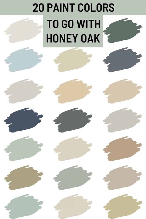 20 paint colors that go with Honey Oak cabinets, trim and flooring. The best colors to go with honey oak trim, cabinets, and flooring. #honeyoak #paintcolors #interiordesign #woodcabinets #trim Honey Oak Office Ideas, Farmhouse Kitchen Honey Oak Cabinets, Honey Oak Cabinets Green Walls, Kitchens With Honey Oak Cabinets Ideas, What Paint Colors Go With Oak Cabinets, Paint Colors That Go With Oak Floors, Paint That Goes With Oak Cabinets, Paint With Honey Oak Floors, Bedroom With Honey Oak Floors