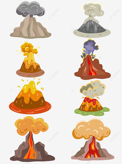 Volcanoes Aesthetic Stickers, Volcano Stickers Printable, Volcano Doodle, Volcano Sticker, Geography Cover Page Ideas, Volcano Aesthetic, Volcano Illustration, Volcano Clipart, Volcano Drawing