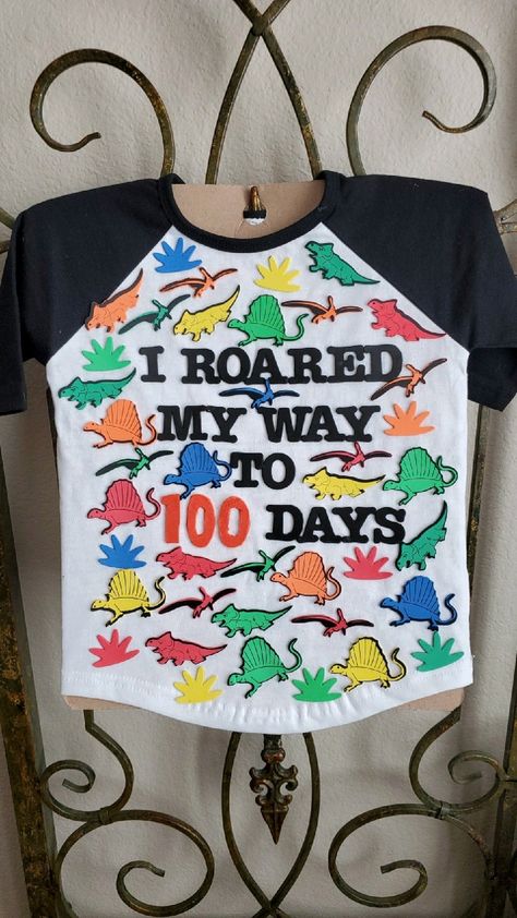 100 Day Of School Project Dinosaur, Dinosaur 100 Days Of School Shirt, Dino 100 Days Of School Shirt, 100 Days Of School Dinosaur Ideas, 100th Day Of School Shirts Boy Diy, 100 Day Shirt Ideas For Boys, 100 Days Of School Project Kindergartens, 100 Day Project Ideas, 100 Day Shirt Ideas