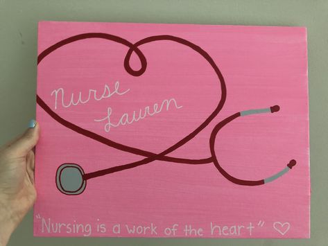 Nursing Canvas Painting, Nurse Canvas Painting, Nurse Paintings Canvases, Doctor Painting, Nurses Gifts Diy, Paddle Ideas, Birthday Canvas, Nurse Stickers, Art Cafe