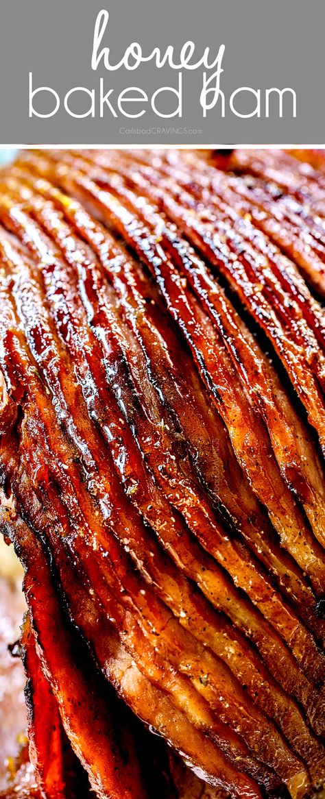 The BEST Honey Baked Ham is SO EASY to make at home! It’s unbelievably juicy, bursting with flavor and an intoxicating caramelized sugar coating! (step by step photos, tips and tricks!) #ham #hamrecipes #honey #recipes #recipeoftheday #recipeseasy #recipesfordinner #holidayrecipes #easter #easterrecipes #christmasfood #thanksgivingrecipes Best Ham Glaze, Easy Ham Glaze, Honey Baked Ham Recipe, Ham Recipes Baked, Ham Glaze Recipe, Honey Glazed Ham, Honey Baked, Honey Ham, Honey Baked Ham