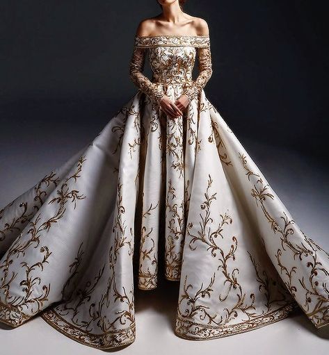 Gaun Abad Pertengahan, Royal Dresses, Fantasy Gowns, فستان سهرة, Fairytale Dress, Fantasy Dress, Ball Gown Dresses, Fantasy Fashion, Gold Dress