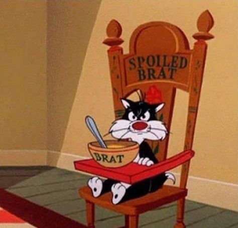 Tags: Sylvester Junior, high chair, cat, cartoon, animated film, Warner Bros., bowl, spoon, angry, short subject Sylvester The Cat, Spoiled Brat, Vintage Cartoons, Looney Tunes Characters, Looney Tunes Cartoons, Morning Cartoon, Classic Cartoon Characters, Saturday Morning Cartoons, Cartoon Gifs