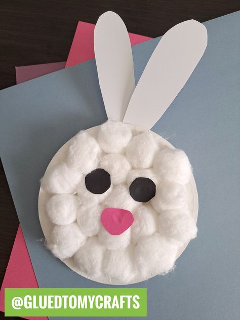 Easy Easter Crafts For Kids With Cotton Balls, Cotton Activities For Kids, Cotton Ball Activities, Cotton Activity, Paper Plate Bunny, Bunny Art Projects, Cotton Ball Crafts, Fall Fair, Shape Activities