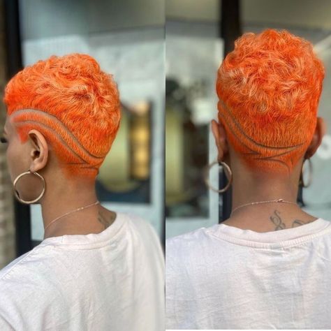 Black Women Haircut Styles Fade, Colored Fades For Black Women, Pixie Undercut Hairstyles Black Women, Fade Haircut Designs Women, Short Hair Designs For Black Women, Colorful Short Hair Black Women, Taper Fade Haircut Women Black Design, Edgy Short Hair Black Women, Black Women Mohawk Shaved Sides