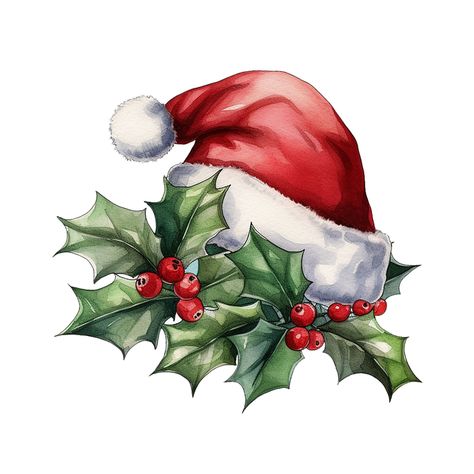 Png Christmas Images, Christmas Decor Illustration, Digital Christmas Art, Christmas Children Illustration, Christmas Santa Drawing, Santa Hat Painting, Christmas Png Free, Christmas Hat Drawing, Christmas Clip Art Free