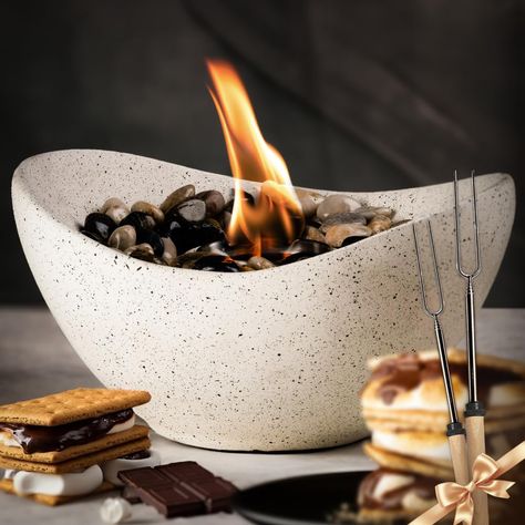 PRICES MAY VARY. 🌟 PREMIUM INDOOR AND OUTDOOR SOLUTION: The Solacea Tabletop Fire Pit is perfect for enhancing ambiance both indoors and outdoors. Its versatile concrete design adds a touch of elegance to any setting, making it an ideal indoor fire pit tabletop or outdoor tabletop fire pit. 🔥 APPROVED FUEL TYPES FOR SAFETY AND EFFICIENCY: This tabletop fire pit is designed to use multiple fuel options including BIOETHANOL, ISOPROPYL ALCOHOL, RUBBING ALCOHOL, and GEL FUEL for a versatile and ea Electric Fire Pit, Table Fire Pit, Indoor Smores, Fire Pit Table Top, Tabletop Fire Bowl, Table Fire, Indoor Fire Pit, Tabletop Fire Pit, Fire Pit Outdoor