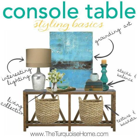 If you know the basics to styling a console table or any vignette, you're house will be looking like it's straight out of a magazine in no time! | Details at TheTurquoiseHome.com In Front Of Window Decor, Front Of Window Decor, Table In Front Of Window, Styling A Console Table, Console Table Styling, Console Table Decorating, Nate Berkus, Table Styling, A Magazine