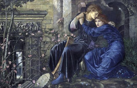 Edward Coley Burne-Jones (1833-1898), Love Among the Ruins, 1873, watercolour, 96.5 x 152.4 cm. In a private collection. - Mysterious Art Century Burne Jones, Pre Raphaelite Brotherhood, Edward Burne Jones, John Everett Millais, Tate Britain, Pre Raphaelite, The Ruins, Water Painting, Custom Posters