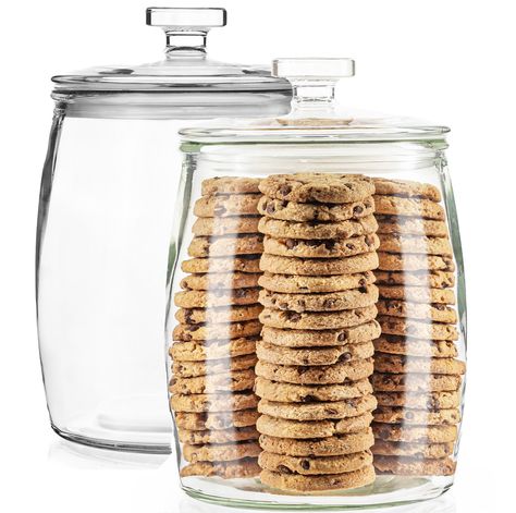 PRICES MAY VARY. Generous Capacity: With a spacious one-gallon capacity, this glass cookie jar offers ample storage space for a variety of items, from cookies and candy to flour, sugar, and even pet food. Its large size ensures you can store plenty of essentials, reducing the need for frequent refills. Airtight Seal: Equipped with an airtight lid, this jar keeps contents fresh and flavorful for longer periods. The secure seal helps to preserve the quality and taste of your stored items, whether Large Storage Containers, Dog Biscuits Homemade, Glass Cookie Jars, Food Dog, Kitchen Jars, Storing Cookies, Kitchen Storage Containers, Big Meals, Ceiling Fan In Kitchen