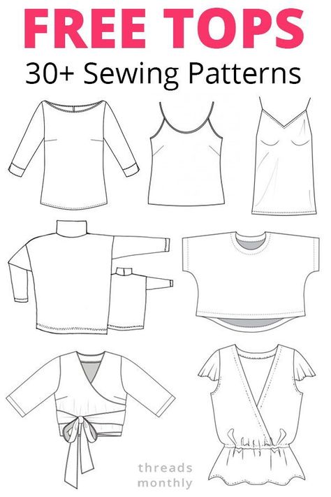 Download 30 FREE pdf sewing patterns for women's tops. These are printable files. The tops include tunics, blouses, shirts, crop tops, etc Tank Top Sewing Patterns For Women, Free Pdf Sewing Patterns For Plus Size Women, Sleeveless Top Pattern Sewing Free, Tank Top Sewing Pattern Free, Free Sewing Patterns For Women Tops, Top Pattern Sewing, Sewing Patterns Free Women, Diy Sy, Free Pdf Sewing Patterns