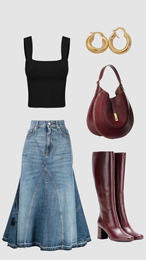 Vestiti Edgy, Jeans Skirt, 2000s Fashion Outfits, Looks Street Style, Mode Ootd, Modieuze Outfits, Fashion Mistakes, Mode Inspo, Looks Chic