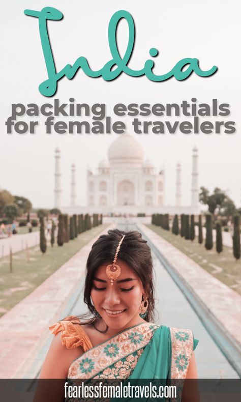 India packing list for female travelers. Featuring the essential solo travel products you need to pack for your trip to India, plus what you can leave at home and what to buy when you're shopping in India! What To Pack For India Women, Travel To India Packing Lists, India Packing List Woman, Packing For India Trip, Traveling To India Tips, India Tourist Outfits, India Trip Outfit What To Wear, India Clothing Women, What To Wear In India Woman Travel