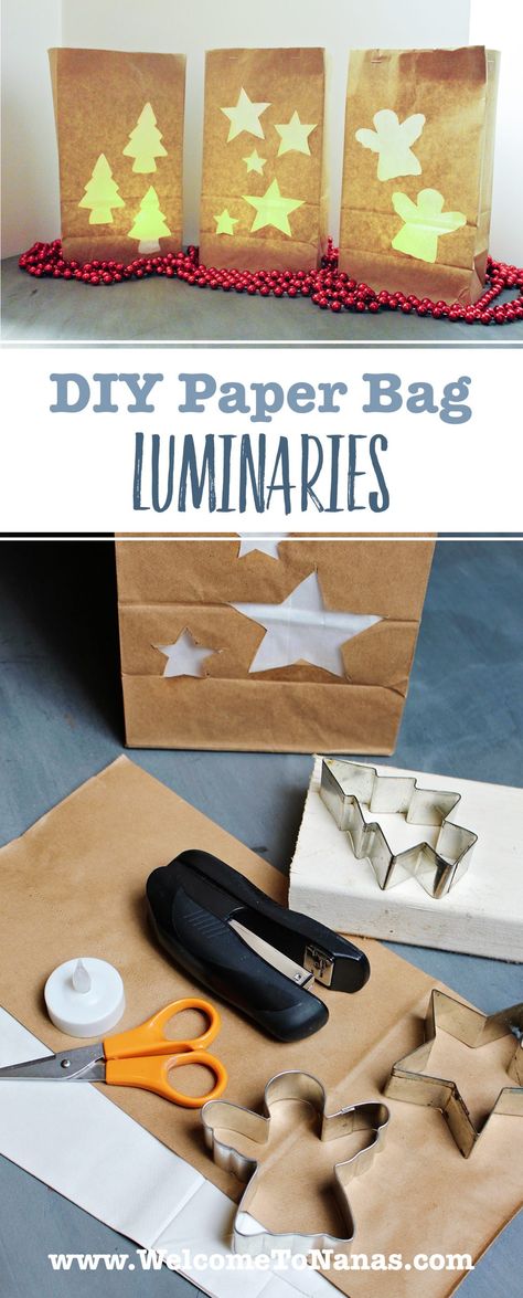 Paper Bag Uses, Paper Bag Crafts For Kids Christmas, How To Make Luminaries Bags, Paper Bag Crafts Christmas, Paper Bag Luminaries Diy, Crafts With Paper Bags, Brown Bag Crafts, Lunch Bag Crafts, Paper Bag Decorating Ideas