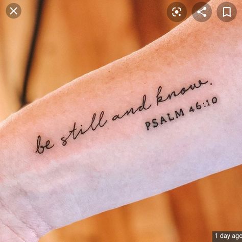 Psalm 46 10 Tattoo, Christian Tattoos Small, Be Still Tattoo, Scripture Tattoos, Biblical Tattoos, Bible Tattoos, Bible Verse Tattoos, 10 Tattoo, Rib Tattoos For Women