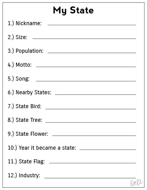 Free Printable My State  Geography Worksheet  Homeschooling Help  Freebies First Grade History For 3rd Grade, Third Grade Printables Free, 1st Grade Geography Worksheets, 2nd Grade History Worksheets, 6th Grade Homeschool Ideas, 1st Grade History Worksheets, States Worksheets Free Printable, 7th Grade History Worksheets, Homeschool Worksheets Free 2nd Grade