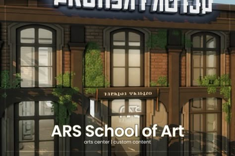 ars school of art, a build [CC] Cottage Core Sims 4, Music Trophies, Sims 4 School, Sims4 Cc Mods, Sims 4 Building Ideas, Bloxburg City, Cc Patreon, Creek Art, Eco Lifestyle