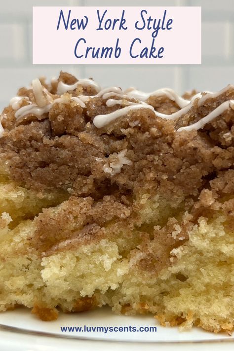 Slice of NY Style Crumb Cake Small Batch Crumb Cake, New York Style Crumb Cake, Ny Style Crumb Cake, New Jersey Crumb Cake, Coffee Cake Small Batch, New York Coffee Cake, Small Batch Coffee Cake Recipes, Ny Crumb Cake Recipe, Small Batch Cake Recipes