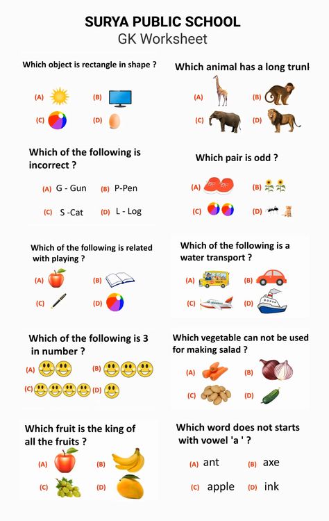 GK QUIZ WORKSHEET Gk Questions And Answers For Kids, Nursery Worksheet, Kg Worksheets, Evs Worksheet, Nursery Worksheets, Test For Kids, Body Parts Preschool, Kids Worksheet, Kids Math