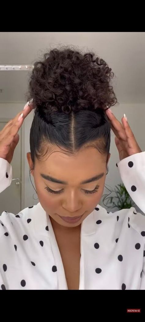 Simple Updo For Natural Hair, Short 3b Curly Hair Updo, Short Hair Updo Curly Natural Curls, Mixed Hair Updo, Curly Up Hairstyles Updo, Curly Hairdos For Long Hair, Natural Hair Bun Styles Updo, Natural Curly Updo Hairstyles, Buns For Curly Hair