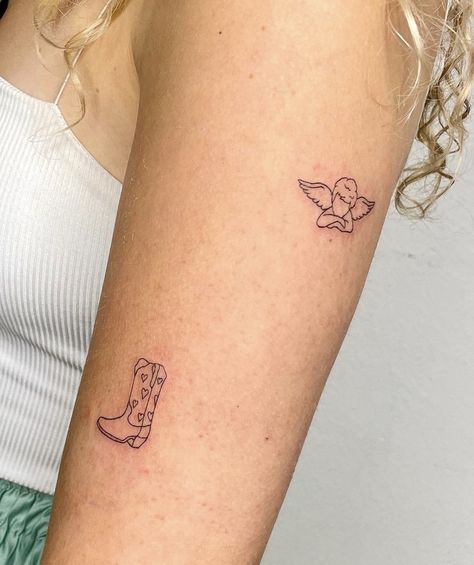 Dainty Cowgirl Boot Tattoo, Heart Cowboy Boots Tattoo, Cute Boot Tattoo, Fine Line Cowgirl Boot Tattoo, Tiny Cowgirl Boot Tattoo, Girly Cowboy Boot Tattoo, Mini Cowboy Tattoo, Cowboy Boots Tattoo Small, Cowboy Boot Flash Tattoo