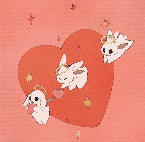 Happy lovely valentine’s day | Instagram Valentine's Day Illustration, Pop Illustration, Studio Ghibli Art, Ghibli Art, Kawaii Cat, Art Archive, Cute Little Drawings, Creepy Cute, Kawaii Art