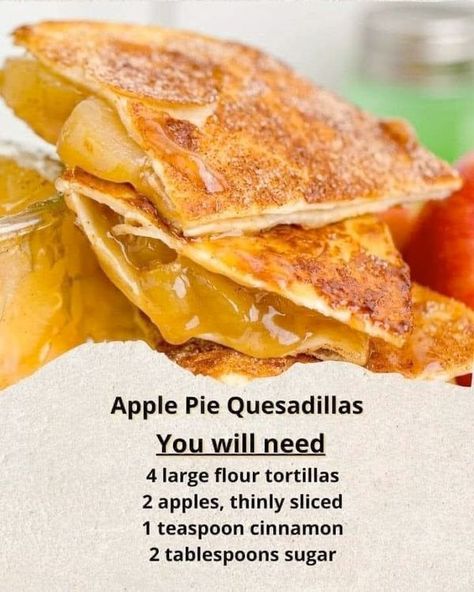 Apple Pie Quesadilla Recipes, Apple Pie Quesadilla, Fruit Quesadilla, Dessert Quesadilla, Fried Apple Pies, Keto Easy, Apple Recipes Easy, Single Serving Recipes, Fried Apples