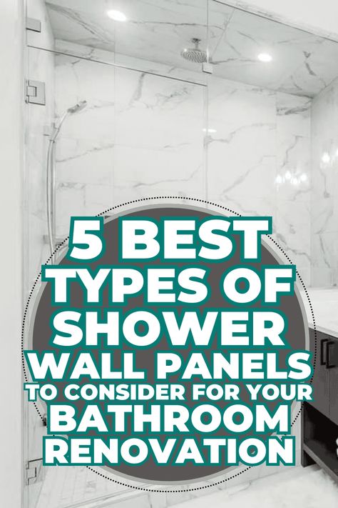 5 Best Types Of Shower Wall Panels To Consider For Your Bathroom Renovation [The Ultimate Guide] Bath Shower Remodel Ideas, How To Frame A Shower Wall, Shower With Panel Walls, Bath Shower Ideas Bathroom Renovations, 2 Tile Shower Wall, Groutless Shower Floor Ideas, Shower Tiles Large, Solid Wall Shower Panels, Modern Bathroom Large Tile